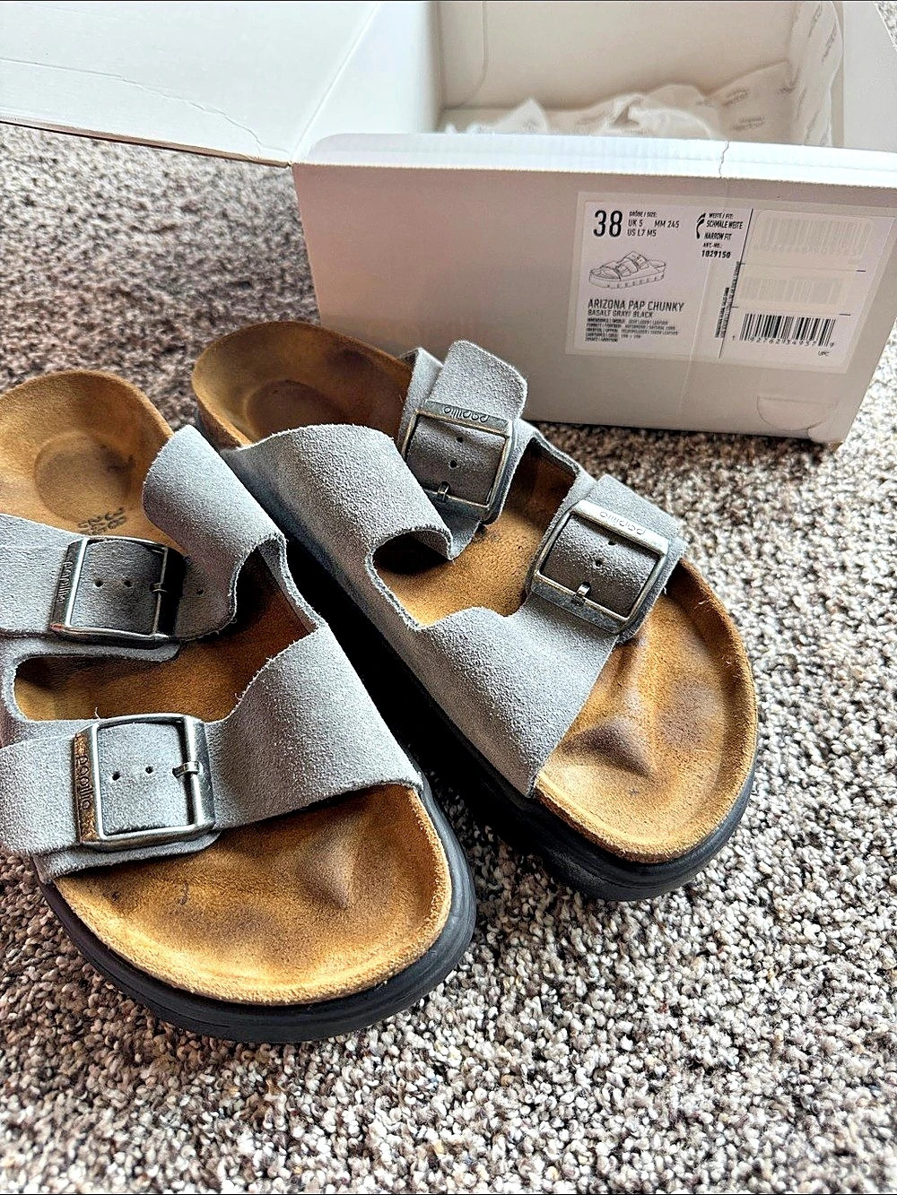 Birkenstock Papillio Arizona Chunky Sandals Gray & Black EU 38